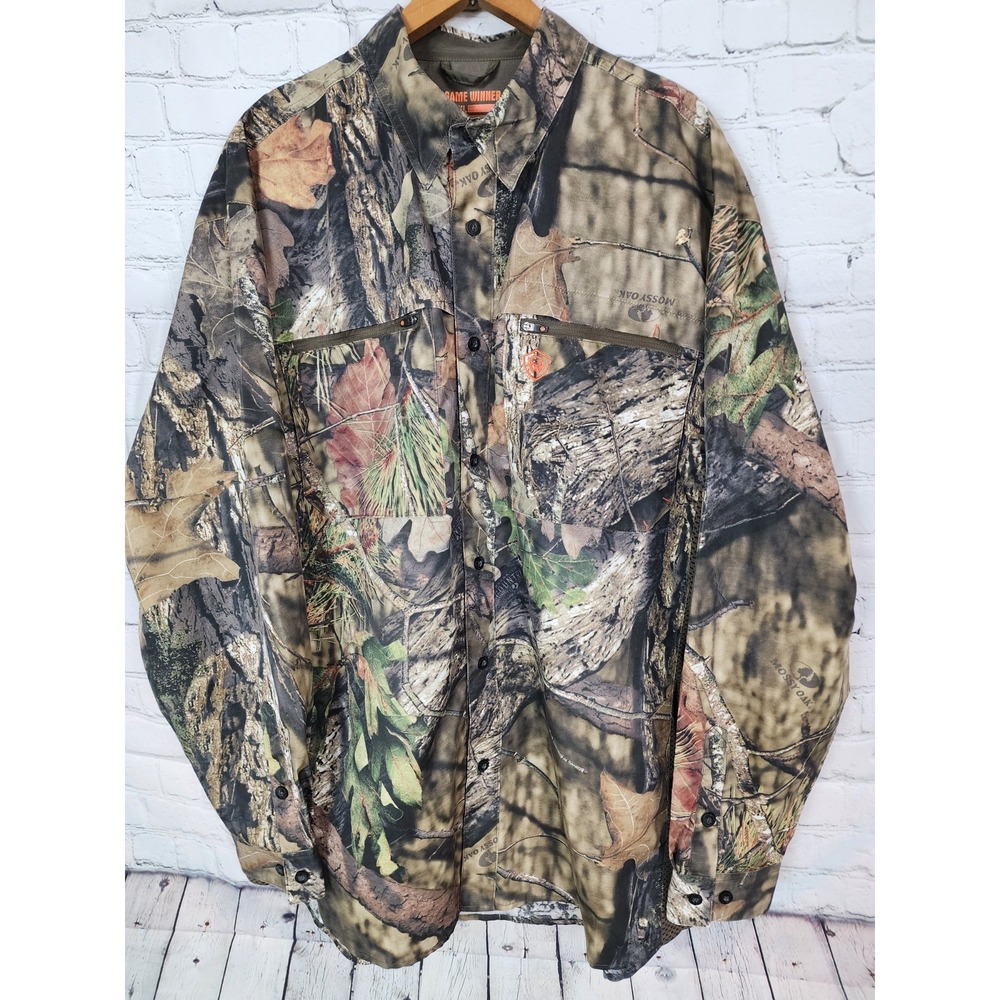 Game Winner Camo Fishing Shirt Men's Sz XL Long Sleeve Hunting Button Up